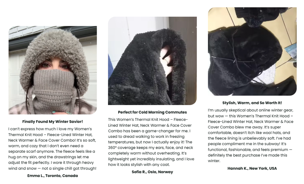 🎄Christmas Sale 50% OFF⛄️Women’s Thermal Knit Hood – Fleece-Lined Winter Hat, Neck Warmer & Face Cover Combo